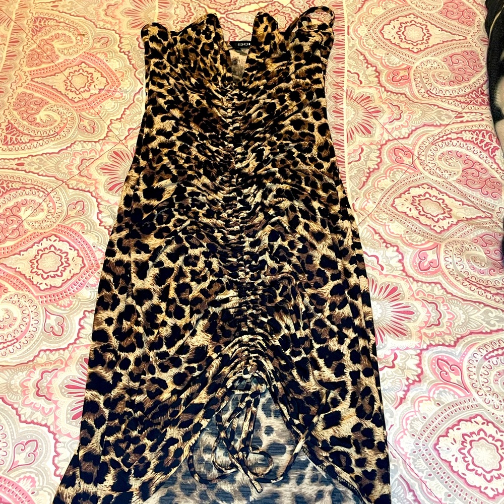 Cheetah print drawstring dress